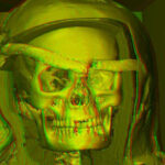 Head of the Virtual Mummy in red/green stereo